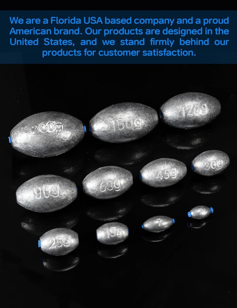 BLUEWING Egg Sinkers Fishing Weights Oval Shaped Fishing Sinkers Lead Fishing Sinker for Saltwater Fishing，1/8 oz to 7 oz - Image 5